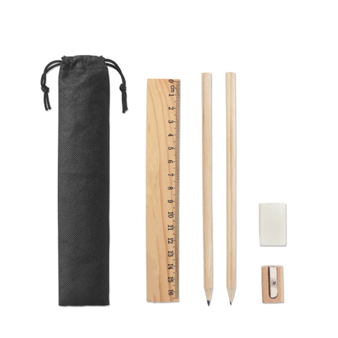 POCKETY. Writing set supplied in a non-woven pouch