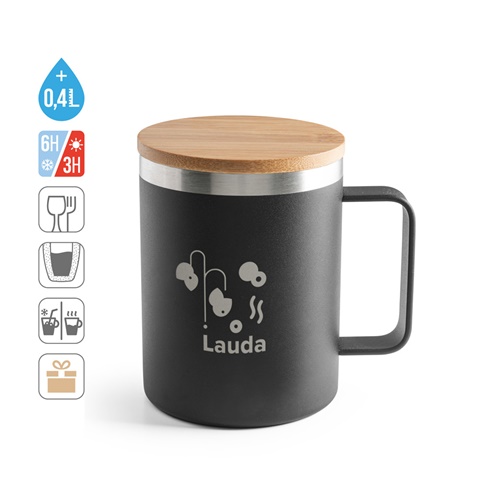 LAUDA. Muki 90 % kierrätetystä ruostumattomasta teräksestä, bambukorkki, 420 ml - Image 6