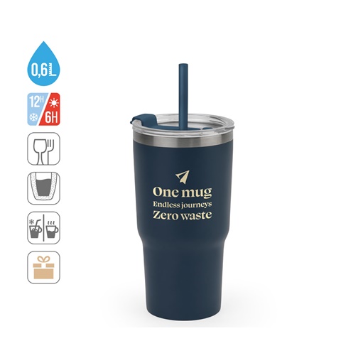 JOYNER M. Kompakti ruostumattomasta teräksestä valmistettu matkamuki (91 % kierrätettyä), jossa on tyhjiöeristetty kaksoisseinä ja mattapinta 600 ml - Image 6