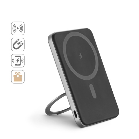 WARSHEL 5. 5 000 mAh:n magneettinen varavirtalähde, jossa on 15 W:n supernopea langaton laturi kierrätetystä ABS-muovista (100 % rABS) ja jalusta - Image 5