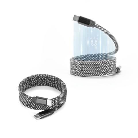 NADELLA. USB-C - USB-C -kaapeli punotulla polyesterijohdolla (60 W) ja magneettijärjestelmällä helppoa tuuletusta varten
