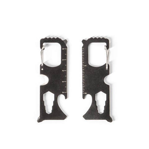 SCREWY. Ruostumattomasta teräksestä valmistettu monitoimikortti, jossa on 8 toimintoa